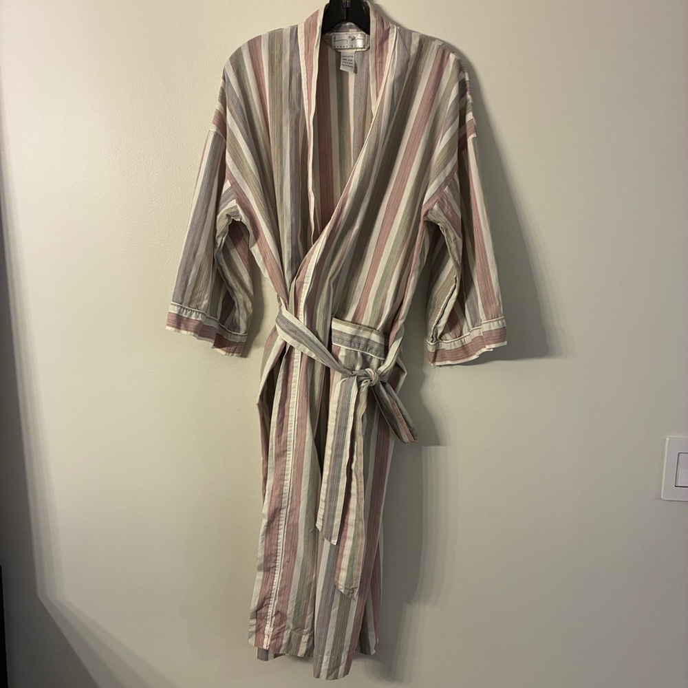 Perry Ellis Multicolor Striped Cotton Robe, OS